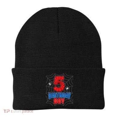 Spider Web Five 5 Years Old 5th Birthday Boy Party Beanie