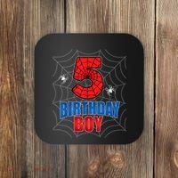 Spider Web Five 5 Years Old 5th Birthday Boy Party Coaster thumb 0