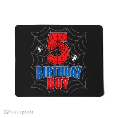 Spider Web Five 5 Years Old 5th Birthday Boy Party Mousepad