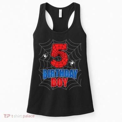 Spider Web Five 5 Years Old 5th Birthday Boy Party Women's Tank Top