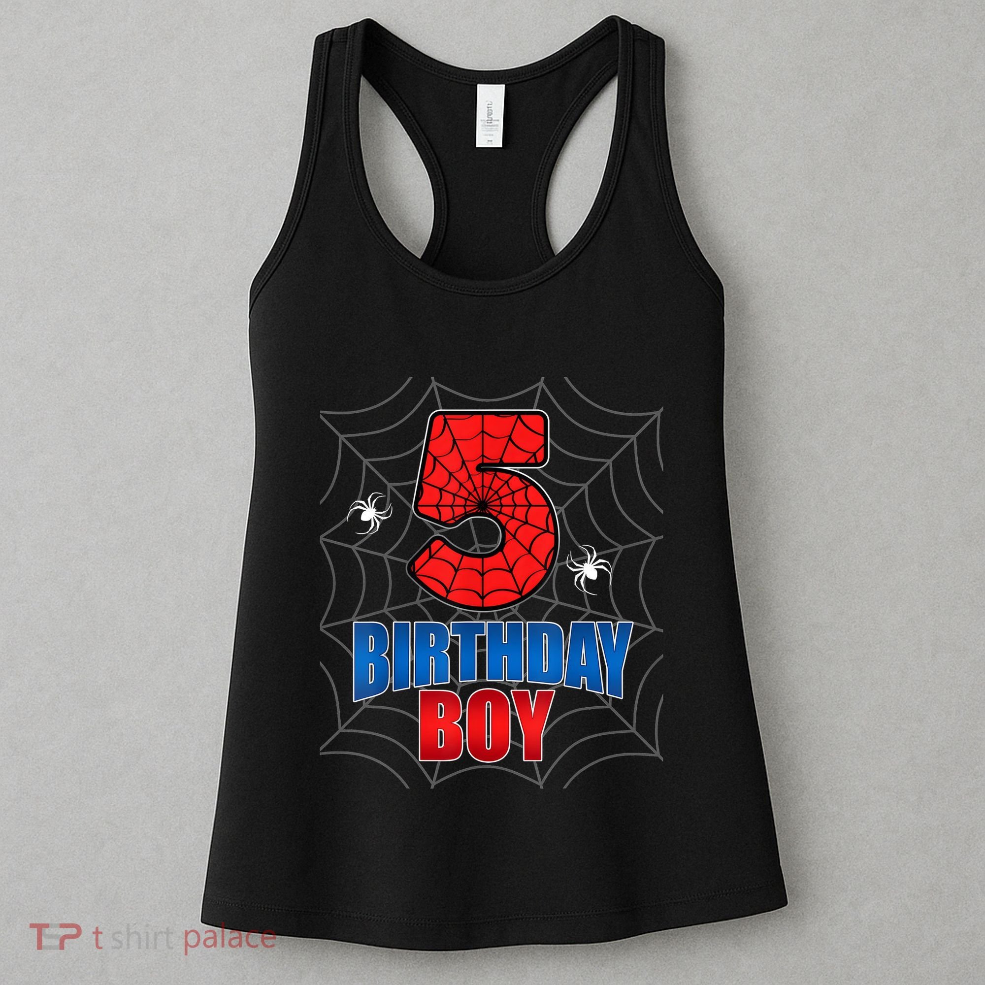Spider Web Five 5 Years Old 5th Birthday Boy Party Women's Tank Top