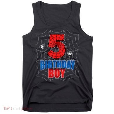 Spider Web Five 5 Years Old 5th Birthday Boy Party Tank Top