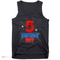 Spider Web Five 5 Years Old 5th Birthday Boy Party Tank Top thumb 0