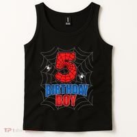Spider Web Five 5 Years Old 5th Birthday Boy Party Tank Top thumb 2