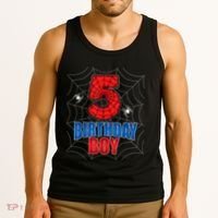 Spider Web Five 5 Years Old 5th Birthday Boy Party Tank Top thumb 3
