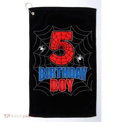 Spider Web Five 5 Years Old 5th Birthday Boy Party Golf Towel