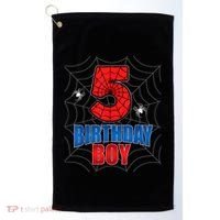 Spider Web Five 5 Years Old 5th Birthday Boy Party Golf Towel thumb 0
