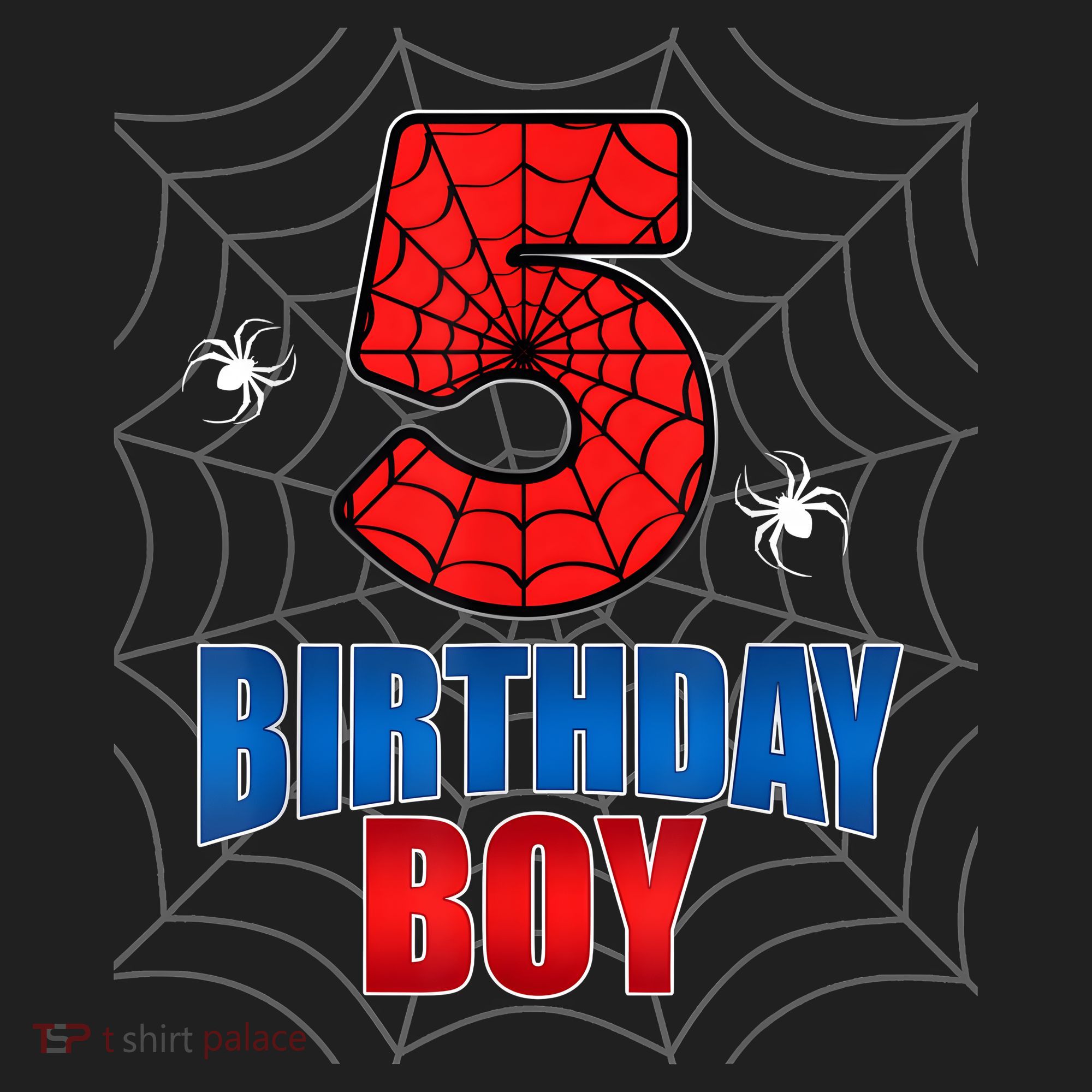 Spider Web Five 5 Years Old 5th Birthday Boy Party Golf Towel