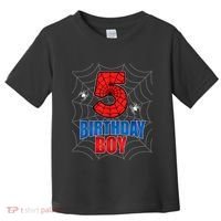 Spider Web Five 5 Years Old 5th Birthday Boy Party Toddler T-Shirt thumb 0