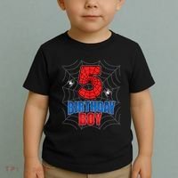 Spider Web Five 5 Years Old 5th Birthday Boy Party Toddler T-Shirt thumb 2