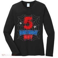 Spider Web Five 5 Years Old 5th Birthday Boy Party Women's Long Sleeve Shirt thumb 0