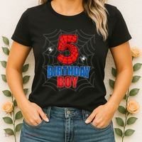 Spider Web Five 5 Years Old 5th Birthday Boy Party Women's T-Shirt thumb 2