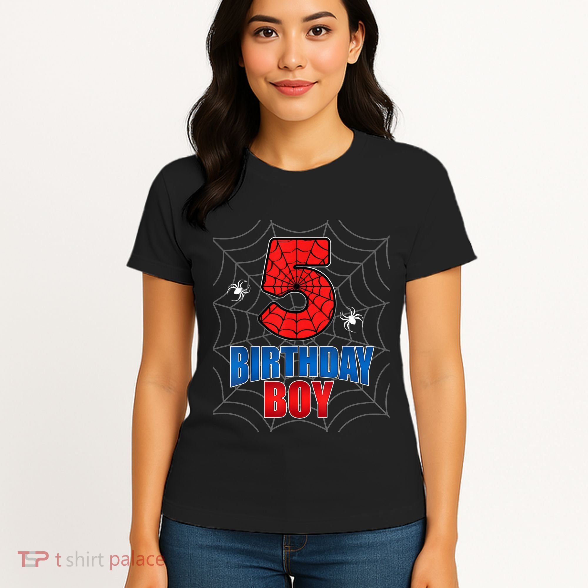 Spider Web Five 5 Years Old 5th Birthday Boy Party Women's T-Shirt