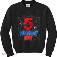 Spider Web Five 5 Years Old 5th Birthday Boy Party Kids Sweatshirt thumb 0