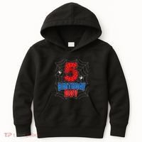 Spider Web Five 5 Years Old 5th Birthday Boy Party Kids Hoodie thumb 0