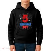 Spider Web Five 5 Years Old 5th Birthday Boy Party Kids Hoodie thumb 4