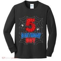 Spider Web Five 5 Years Old 5th Birthday Boy Party Kids Long Sleeve Shirt thumb 0