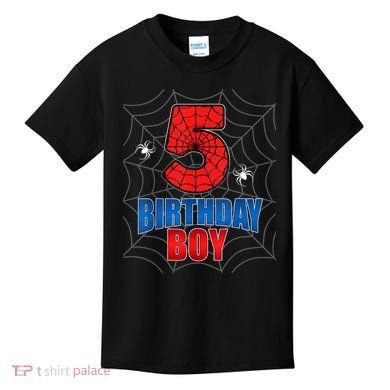 Spider Web Five 5 Years Old 5th Birthday Boy Party Kids T-Shirt