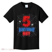 Spider Web Five 5 Years Old 5th Birthday Boy Party Kids T-Shirt thumb 0