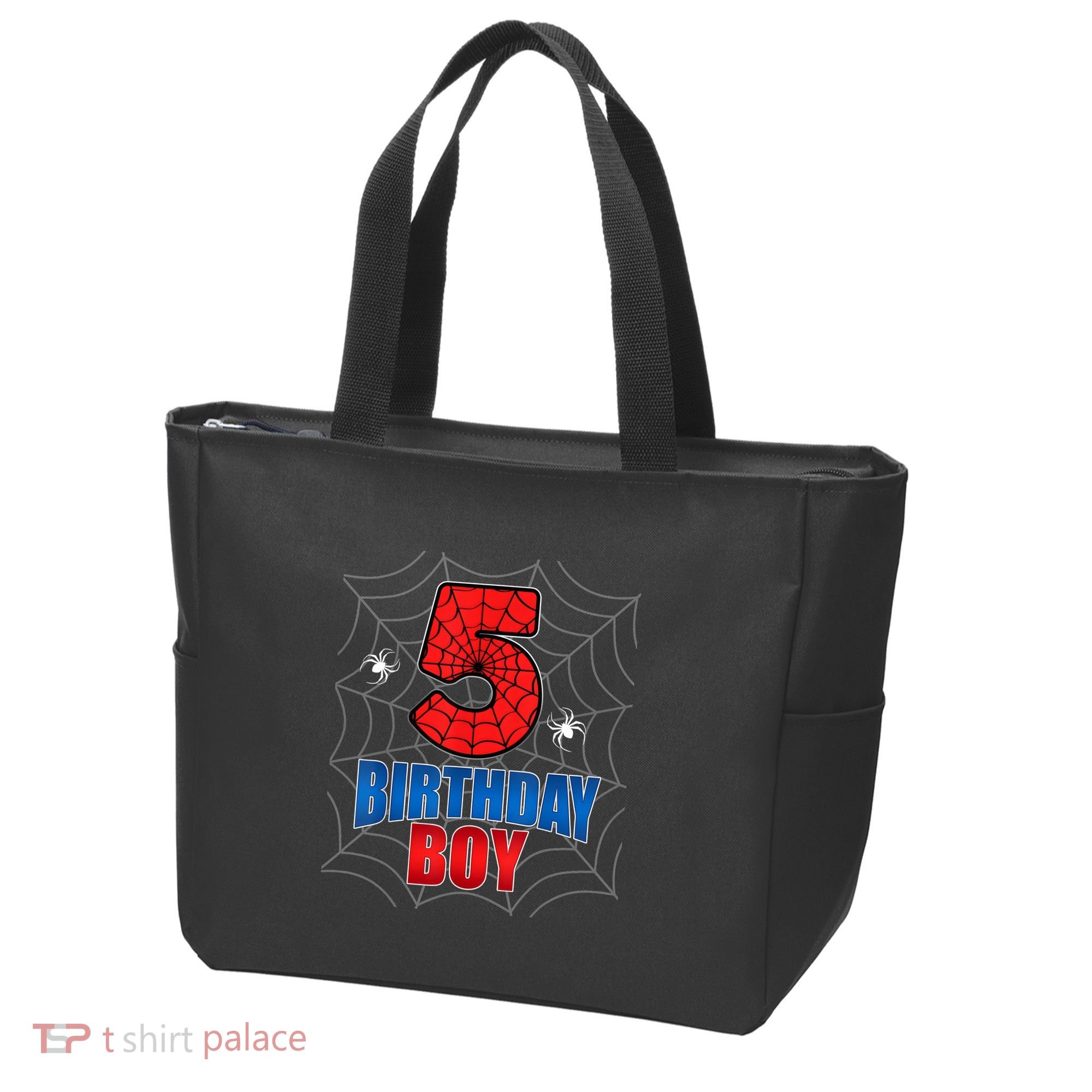 Spider Web Five 5 Years Old 5th Birthday Boy Party Tote Bag