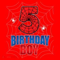 Spider Web Five 5 Years Old 5th Birthday Boy Party Santa Hat thumb 1