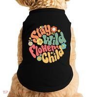 Stay Wild Flower Child Flower Retro Natural Boho Hippie Doggie Tank thumb 0