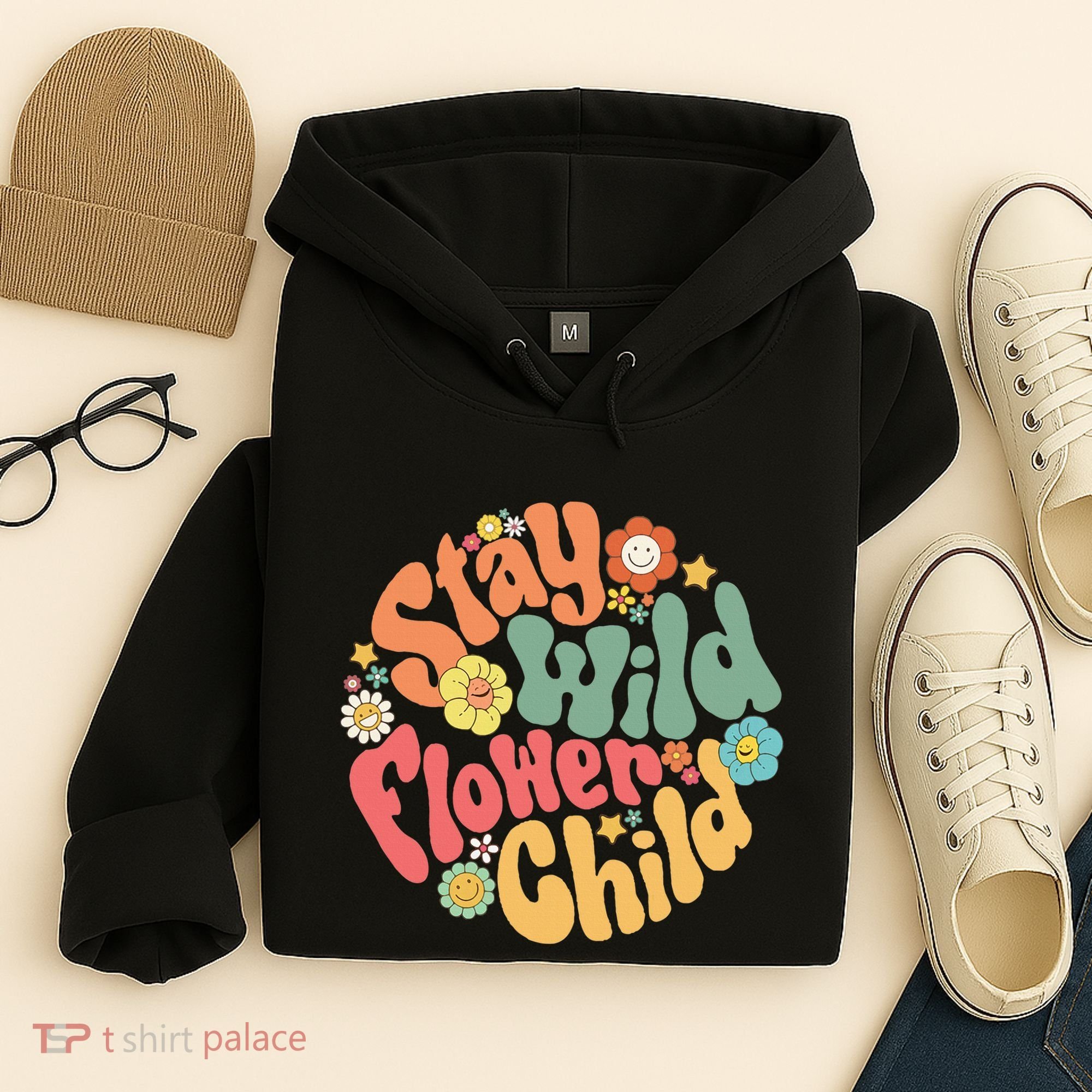 Stay Wild Flower Child Flower Retro Natural Boho Hippie Hoodie