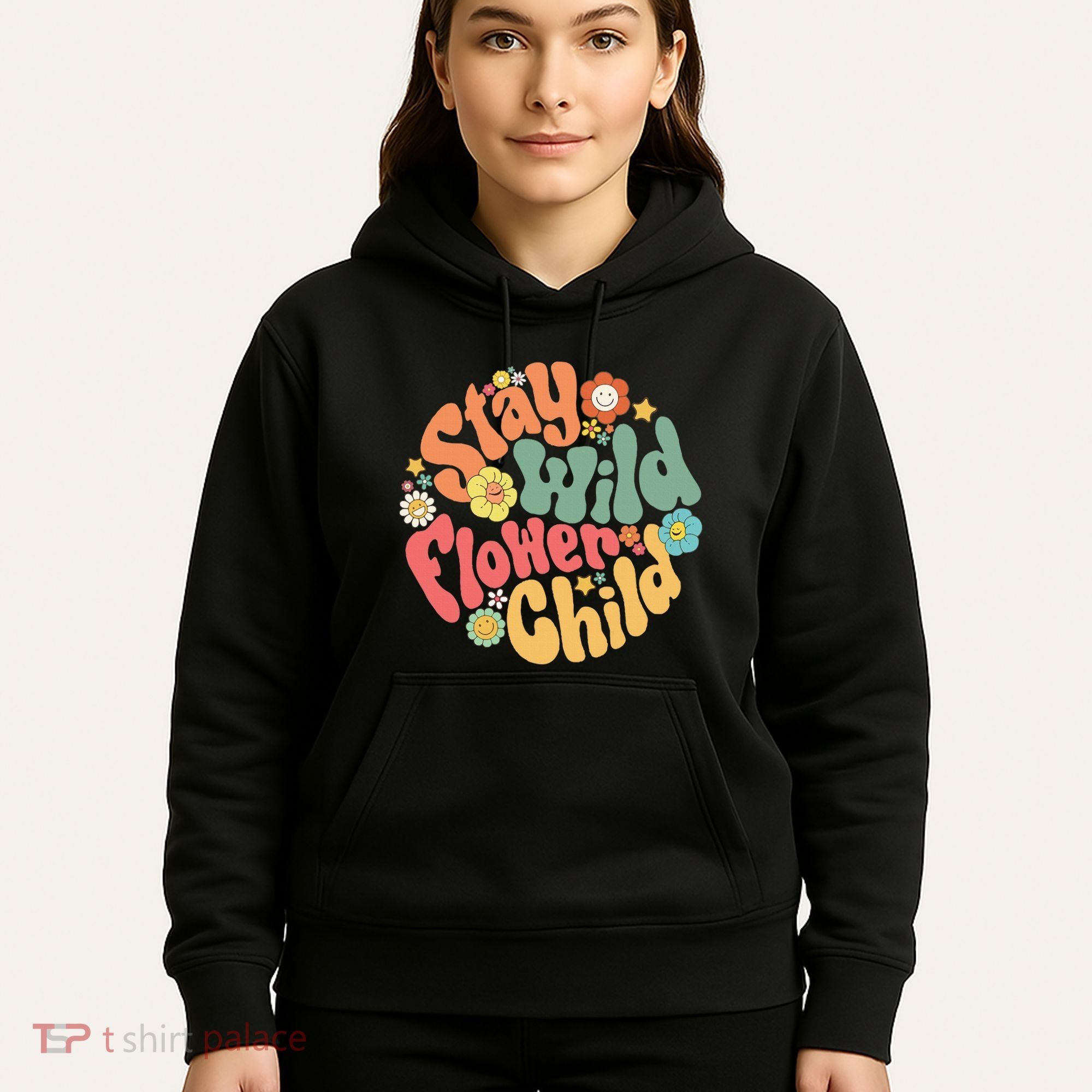 Stay Wild Flower Child Flower Retro Natural Boho Hippie Hoodie