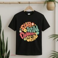 Stay Wild Flower Child Flower Retro Natural Boho Hippie T-Shirt thumb 2