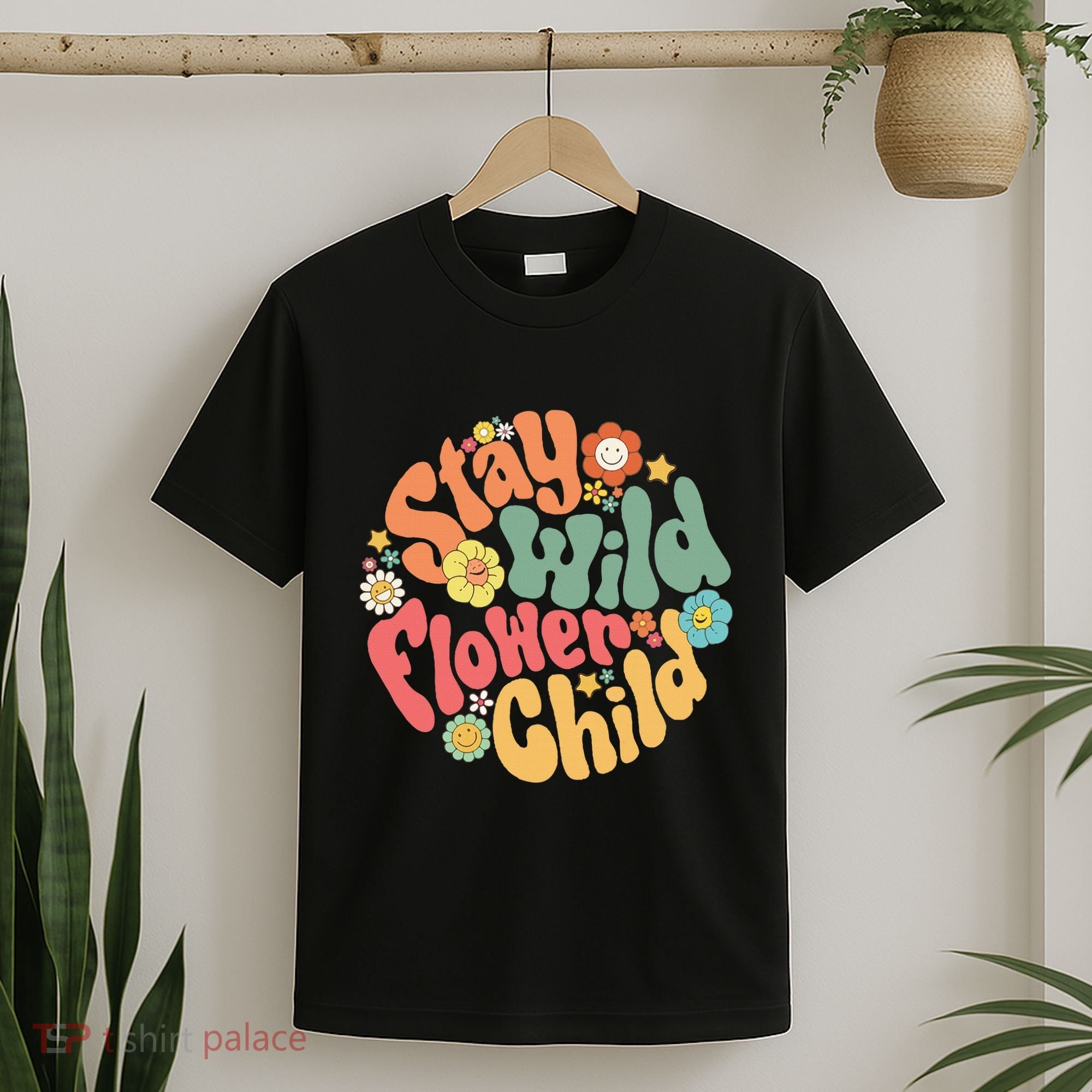 Stay Wild Flower Child Flower Retro Natural Boho Hippie T-Shirt