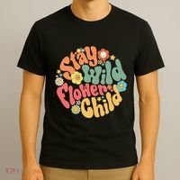 Stay Wild Flower Child Flower Retro Natural Boho Hippie T-Shirt thumb 3