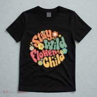 Stay Wild Flower Child Flower Retro Natural Boho Hippie T-Shirt thumb 5