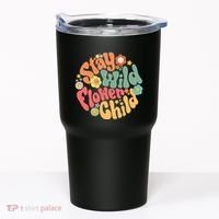 Stay Wild Flower Child Flower Retro Natural Boho Hippie Tumbler thumb 0