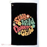 Stay Wild Flower Child Flower Retro Natural Boho Hippie Golf Towel thumb 0