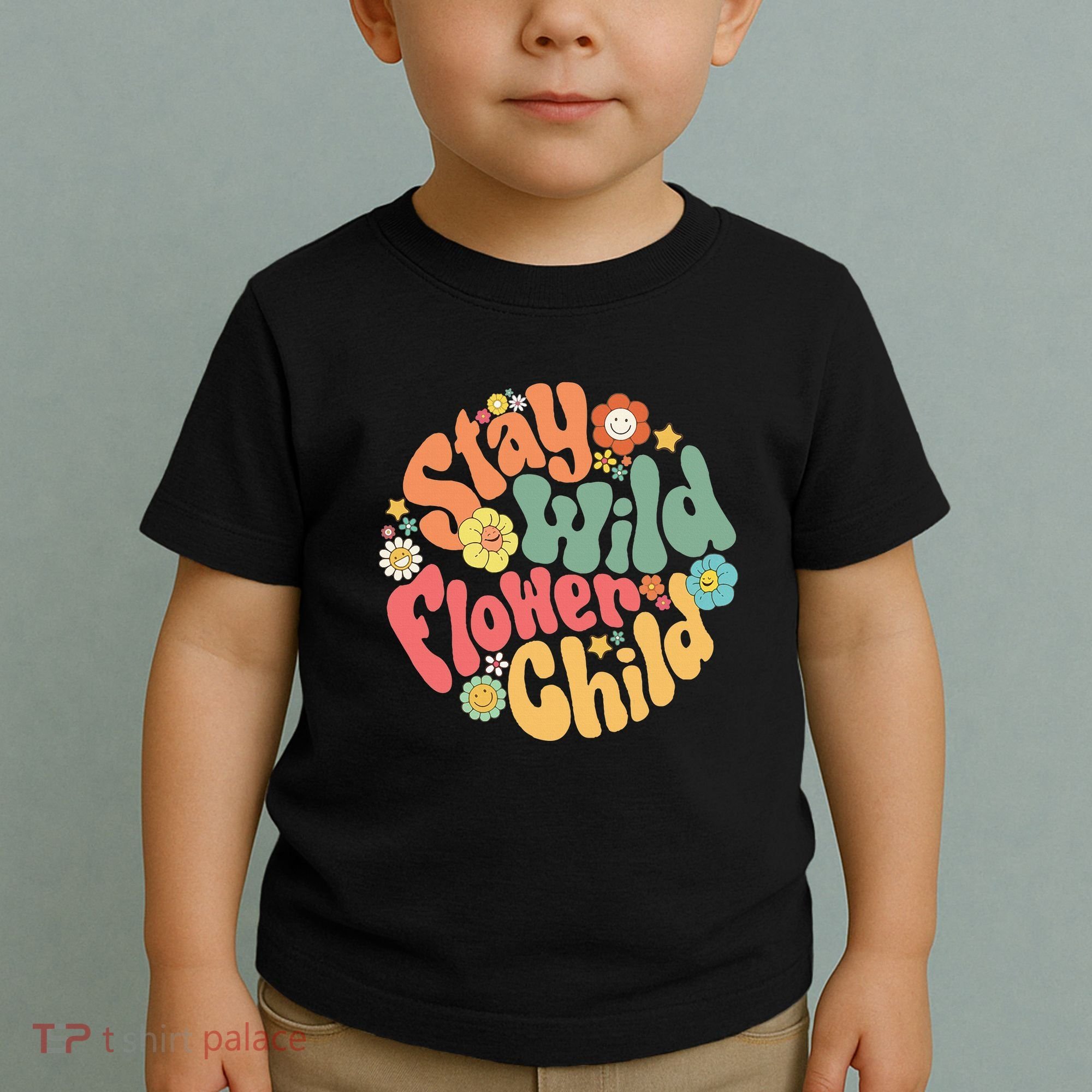 Stay Wild Flower Child Flower Retro Natural Boho Hippie Toddler T-Shirt