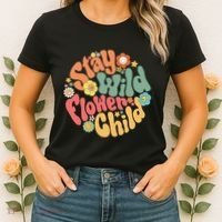 Stay Wild Flower Child Flower Retro Natural Boho Hippie Women's T-Shirt thumb 2