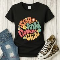 Stay Wild Flower Child Flower Retro Natural Boho Hippie Women's T-Shirt thumb 3