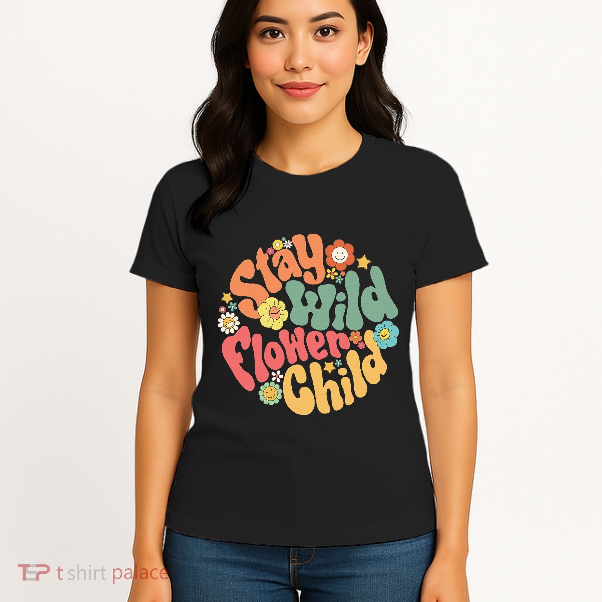 Stay Wild Flower Child Flower Retro Natural Boho Hippie Women's T-Shirt