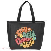 Stay Wild Flower Child Flower Retro Natural Boho Hippie Tote Bag thumb 0