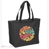 Stay Wild Flower Child Flower Retro Natural Boho Hippie Tote Bag thumb 2