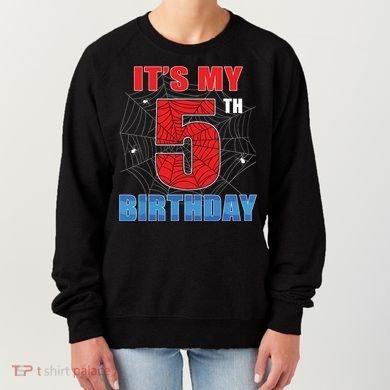 Spider Web Five 5 Years Old Its My 5th Birthday Boy Party Women's Sweatshirt