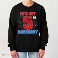Spider Web Five 5 Years Old Its My 5th Birthday Boy Party Women's Sweatshirt thumb 0