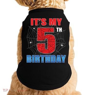 Spider Web Five 5 Years Old Its My 5th Birthday Boy Party Doggie Tank