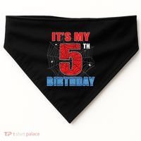 Spider Web Five 5 Years Old Its My 5th Birthday Boy Party USA-Made Doggie Bandana thumb 0