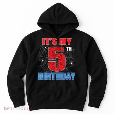 Spider Web Five 5 Years Old Its My 5th Birthday Boy Party Hoodie