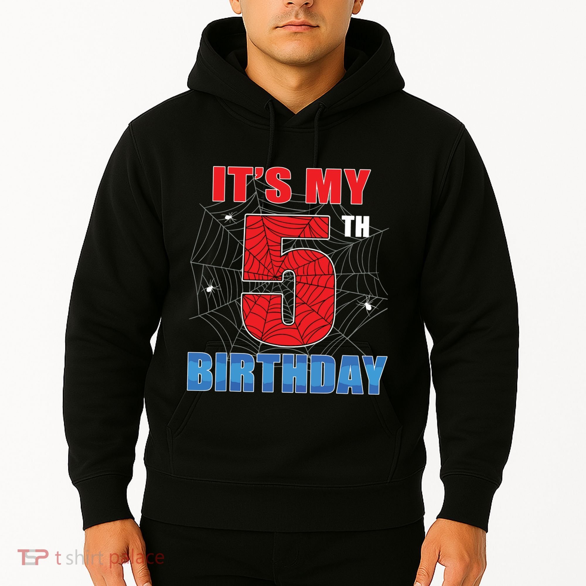 Spider Web Five 5 Years Old Its My 5th Birthday Boy Party Hoodie