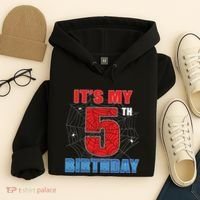 Spider Web Five 5 Years Old Its My 5th Birthday Boy Party Hoodie thumb 4