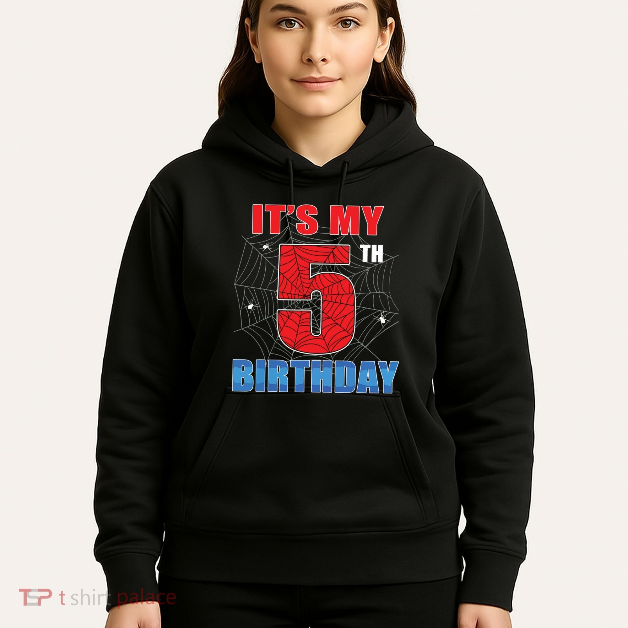 Spider Web Five 5 Years Old Its My 5th Birthday Boy Party Hoodie