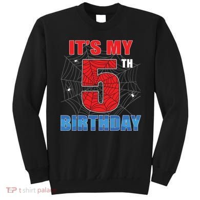 Spider Web Five 5 Years Old Its My 5th Birthday Boy Party Sweatshirt