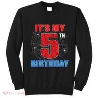 Spider Web Five 5 Years Old Its My 5th Birthday Boy Party Sweatshirt thumb 0